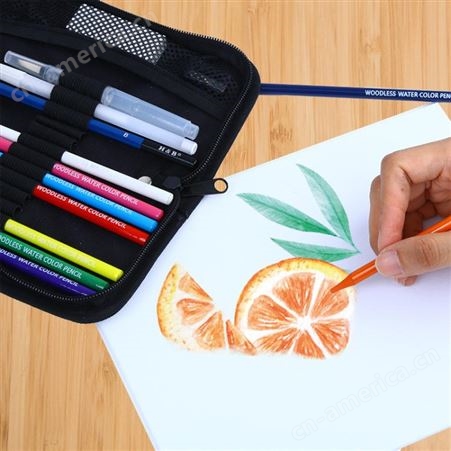 H&B水溶性彩铅套装批发彩色铅笔无木美术绘画文具用品自来水笔