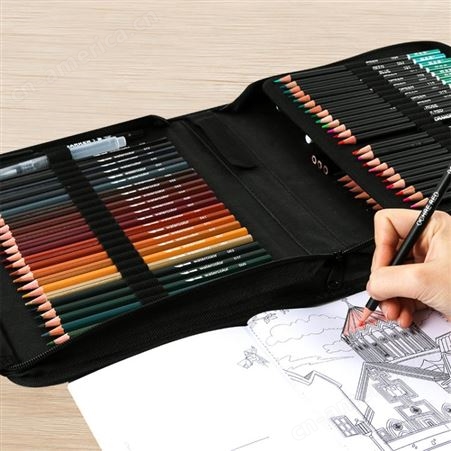H&B彩色铅笔绘画套装147件水溶性油性彩铅画画文具套装尼龙包批发